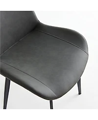 Streamdale Grey Pu Leather & Iron Leg Dining Table Set (2-Piece)