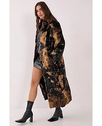 Nasty Gal Women's Cow Print Faux Fur Longline Coat