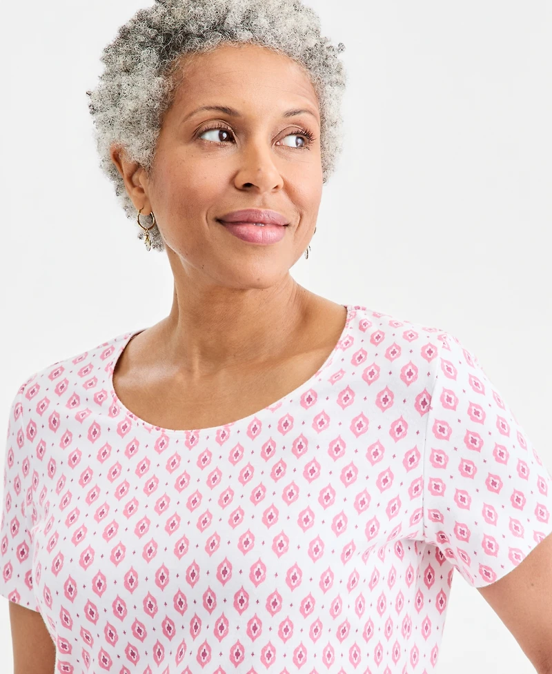 Style & Co Women's Printed Short-Sleeve Scoop-Neck Top, Macy's Exclusive