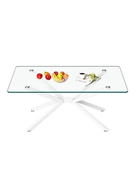 Streamdale Furniture Rectangle Clear Glass Coffee Table with Metal Legs