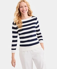 Style & Co Women's Ribbed Cotton Striped Boatneck Sweater, Macy's Exclusive
