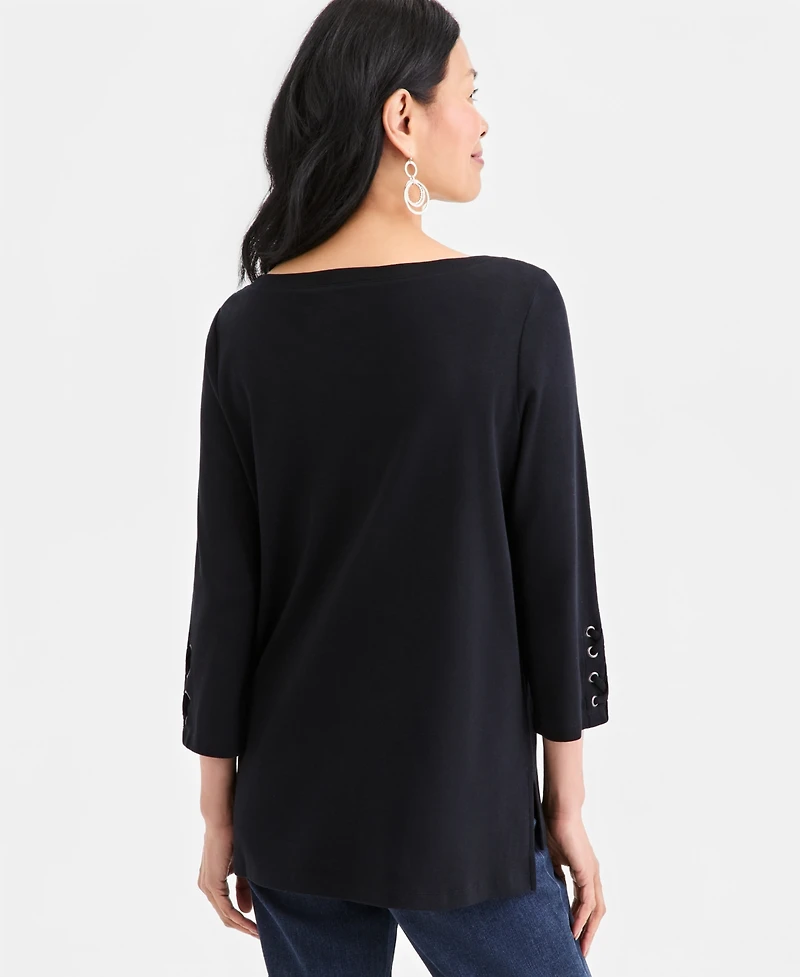 Style & Co Women's Lace-Up-Sleeve Knit Tunic, Macy's Exclusive