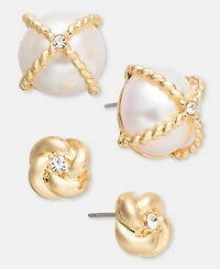Charter Club 2-Pc. Set Pave & Imitation Pearl Stud Earrings, Macy's Exclusive