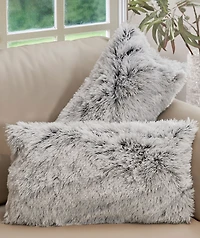 Cheer Collection Shaggy 2-Pack Decorative Pillows, 12" x 20"