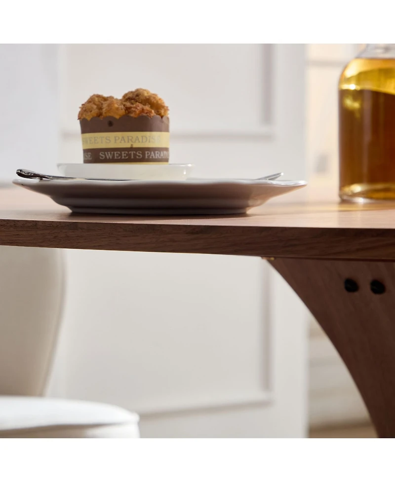 Streamdale Furniture Round Modern Style Mdf Wood Dining Table in Walnut Suitable for Kitchen, Living Room, Cafe, Milk Tea Shop