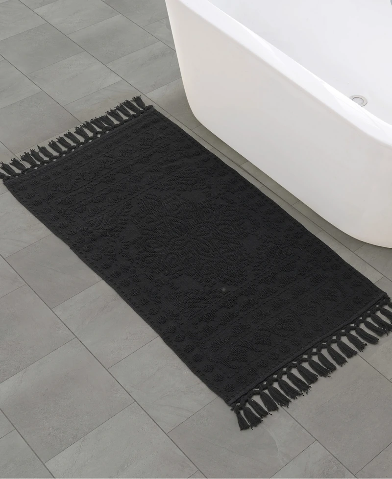 French Connection Nellore Fringe Cotton Bath Rug, 26" x 49"