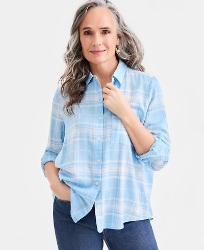 Style & Co Women's Printed Perfect Shirt, Macy's Exclusive