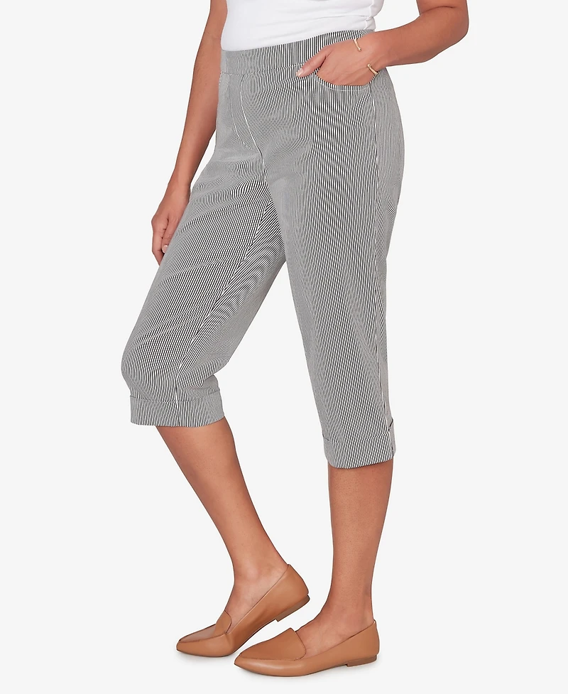 Alfred Dunner Women's Classic Stretch Stripe Clamdigger Capri Pants