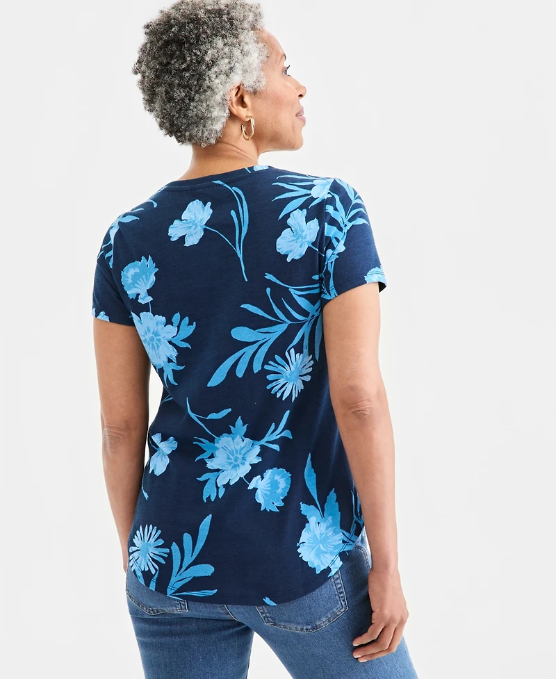 Style & Co Women's Printed Short-Sleeve Crewneck T-Shirt, Macy's Exclusive
