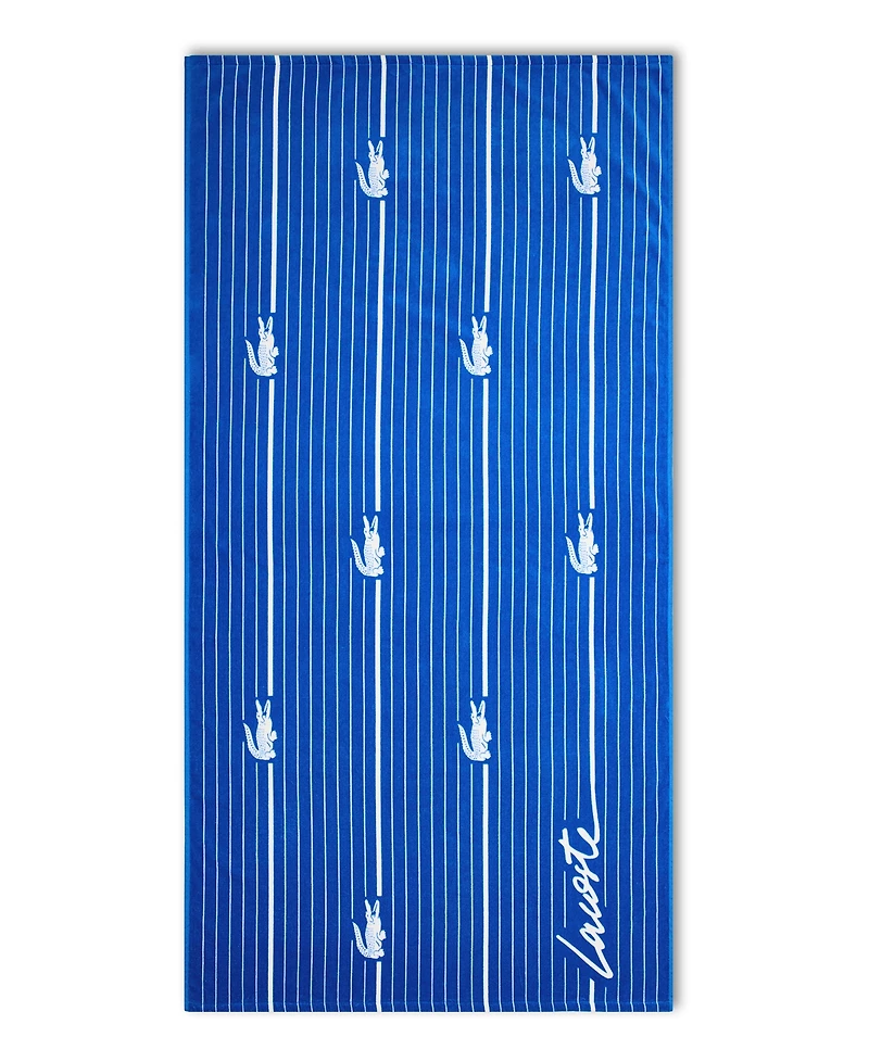 Lacoste Crocodile Print Shirting Cotton Beach Towel, 36" x 72"