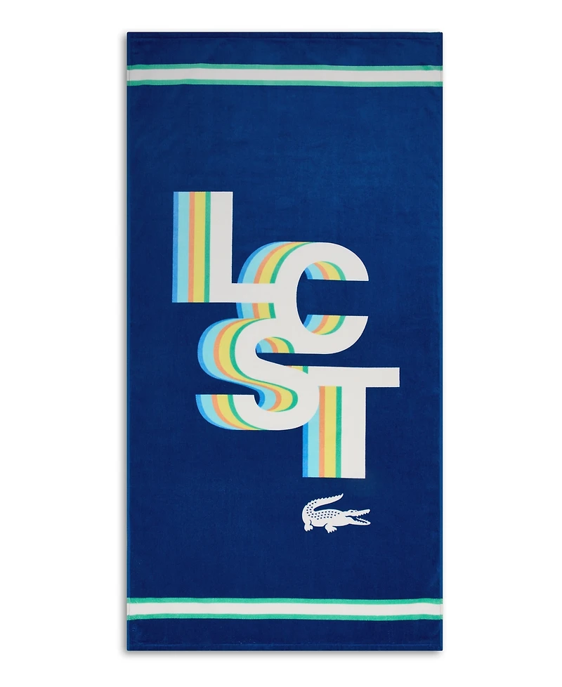Lacoste Lcst Playful Letters Cotton Beach Towel, 36" x 72"