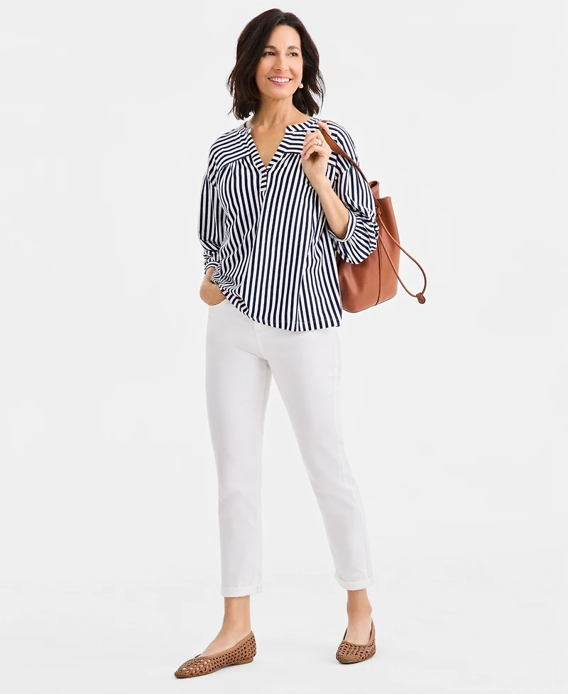 Style & Co Women's Printed 3/4 Sleeve Split-Neck Top, Macy's Exclusive