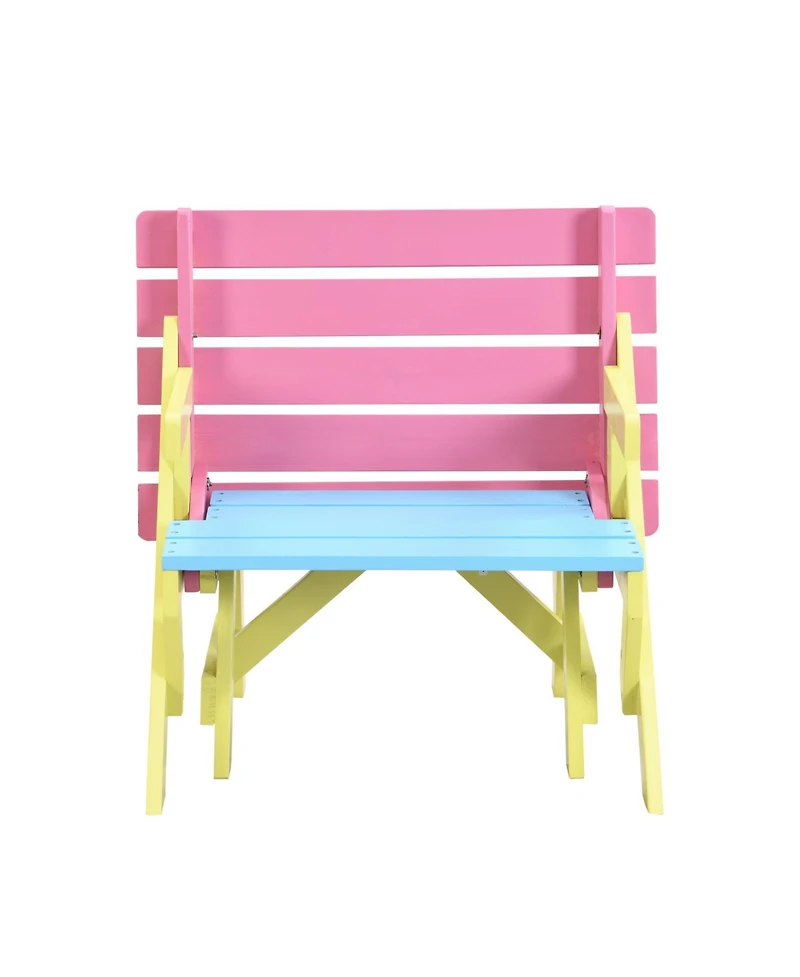 Streamdale Furniture Kid'S Multi-functional Arm Chair, Table+ 2 Benches (All-in-one)