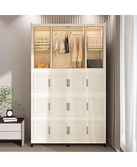 Streamdale Furniture Portable Wardrobe Closet Organizer, 17 Cubes & Rod, Hangers, White