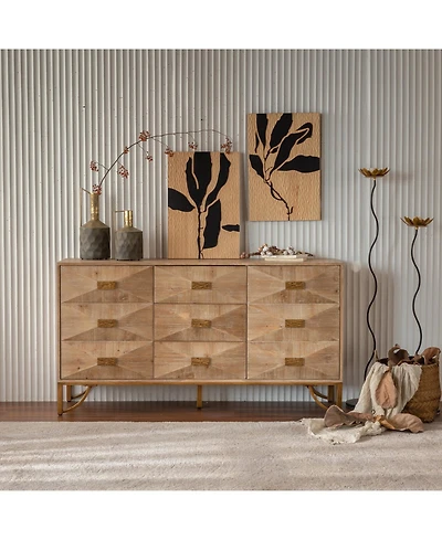 Streamdale Furniture Light Wood 9-Drawer Dresser & Tv Stand