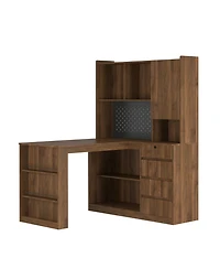 Streamdale Furniture + L-Shaped + Wood/Engineered Wood (assuming material) + Drawers, Bookshelf, Led Light, Corner Gaming + Desk