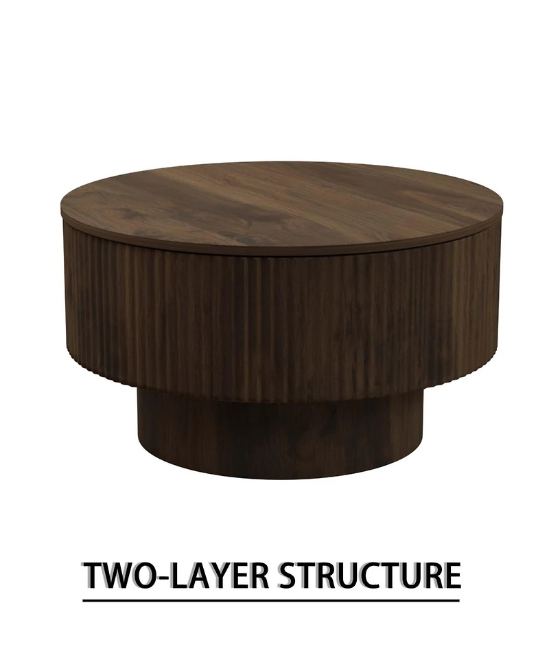 Streamdale Furniture Modern Circular Coffee Table with Storage (Walnut)