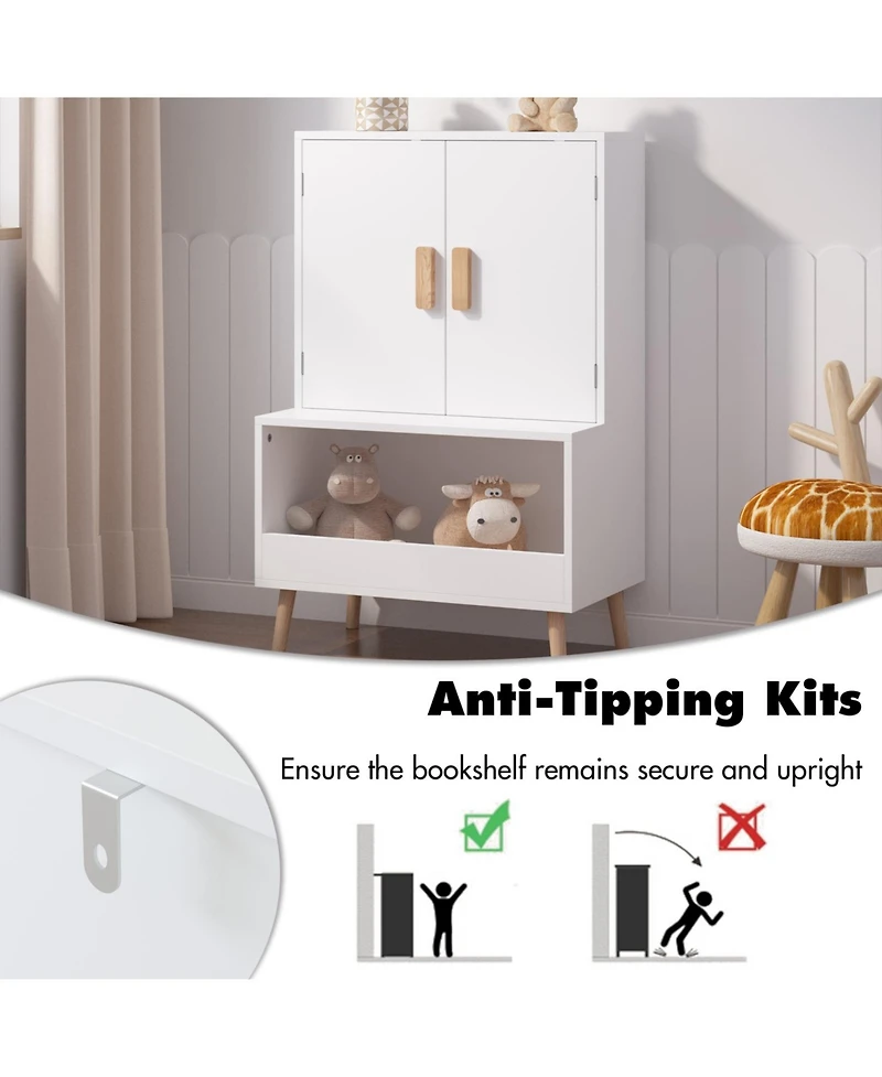 Streamdale Furniture Kids Toy Storage Cabinet - White Wooden Organizer