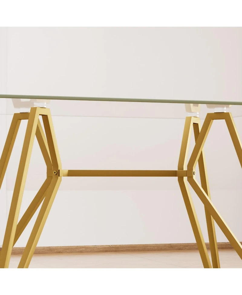 Streamdale Furniture 47.3" Rectangular Glass Dining Table - Gold
