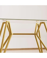 Streamdale Furniture 47.3" Rectangular Glass Dining Table - Gold