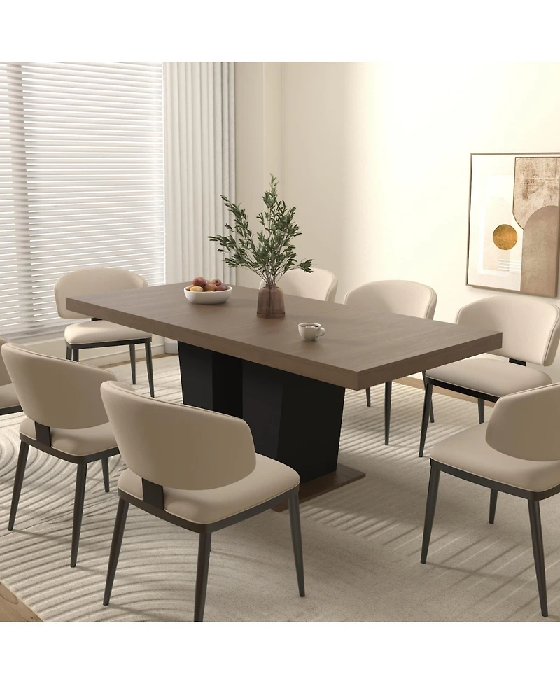 Streamdale Furniture Extendable Dining Table, 4-10 People, Black Pedestal Base