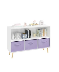 Streamdale Furniture Kids Bookcase with Fabric Drawers - White/Purple