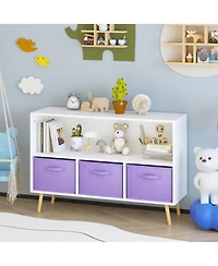 Streamdale Furniture Kids Bookcase with Fabric Drawers - White/Purple