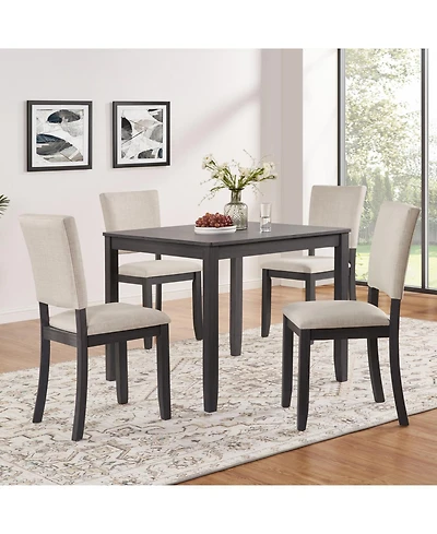 Streamdale Furniture Modern 4-Person Dining Set - Black & Beige
