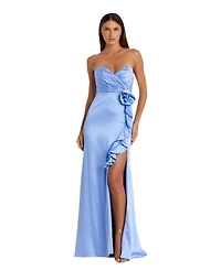 Mac Duggal Women's Strapless Satin Column Gown With 3D Flower
