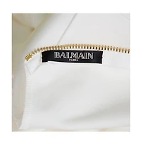 Pre-Owned Balmain Women's White Textured Knit Lace Up Tie Detail Mini Dress