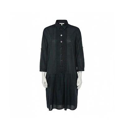 Pre-Owned Burberry Women's Checkered Cotton Pintuck Detail Shift Dress