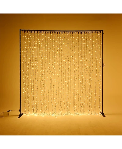 DELight 40x10 Ft Commercial Twinkle Curtain String Light 1920 Led 120V Steel Cable for Event Wedding Party Holiday Decor