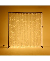 DELight 40x10 Ft Commercial Twinkle Curtain String Light 1920 Led 120V Steel Cable for Event Wedding Party Holiday Decor