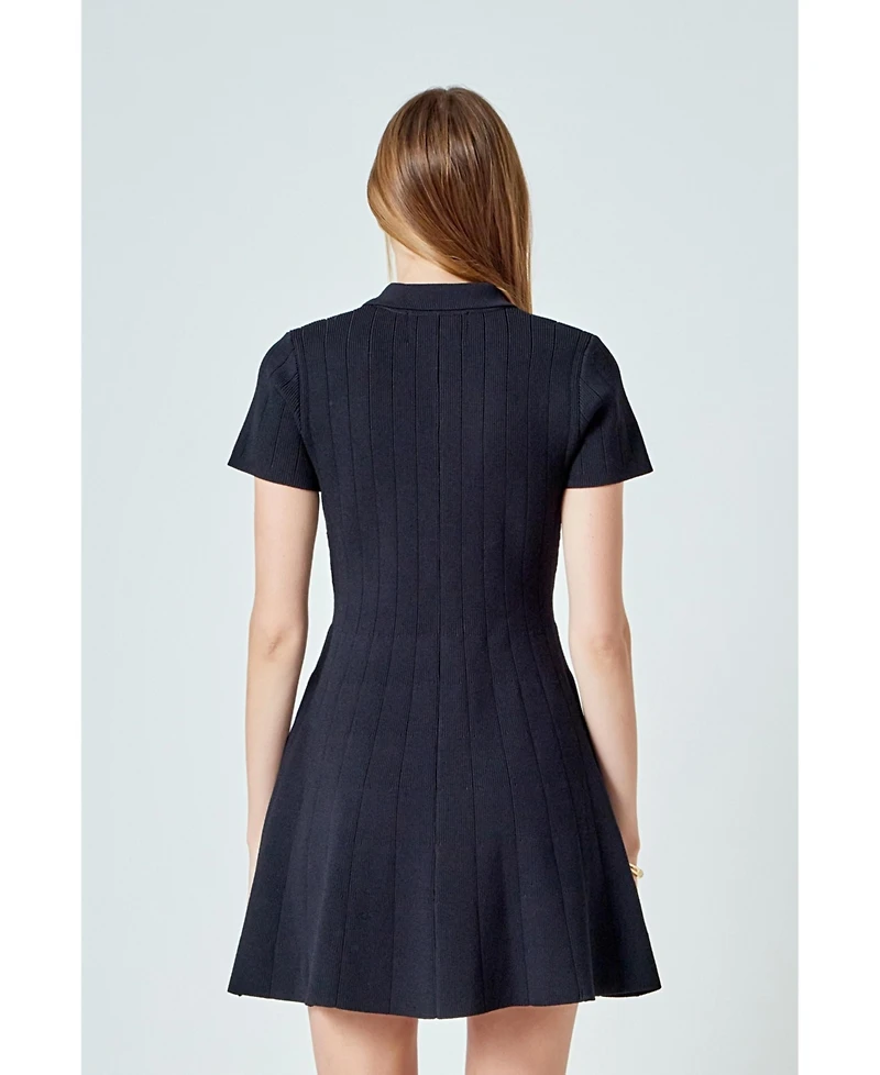 endless rose Women's Jewel Buttoned Knit Mini Dress