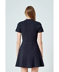 endless rose Women's Jewel Buttoned Knit Mini Dress