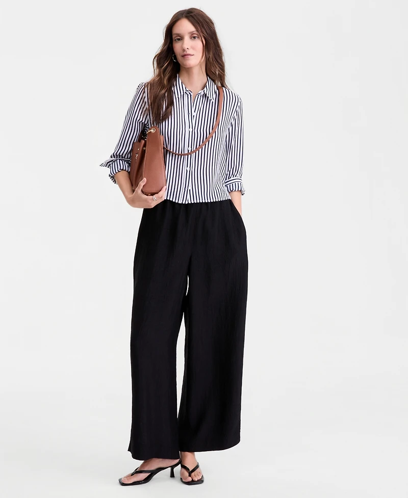 On 34th Women's Cropped Button-Down Crepe Shirt, Macy's Exclusive