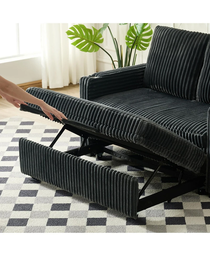 Streamdale Furniture 53" Corduroy Sleeper Sofa Recliner w/ Usb - Living Room/Office