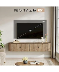 Tribesigns Floating Tv Stand Wall Mounted, with 2 Fluted Drawers