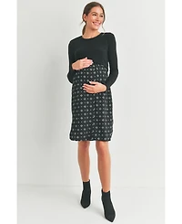 Hello Miz Women's Long Sleeve Empire Waist Maternity Nursing Dress