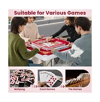Hongge 35 Inch Folding Mahjong Table for 4 Players with Cup Holders