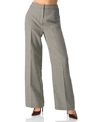 Ivonne Women's Checkered Wide-Leg Trousers With Side Stripe