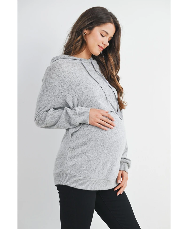 Hello Miz Maternity Double Layer Long Sleeve Nursing Hoodie