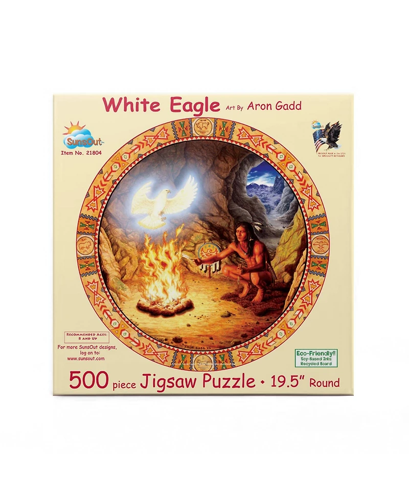 SunsOut White Eagle 500 piece Jigsaw Puzzle for Adults Round