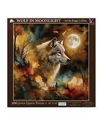 SunsOut Wolf in Moonlight 500 piece Jigsaw Puzzle for Adults