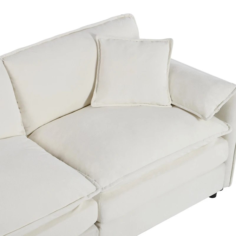 Streamdale Furniture Streamdale Oversized Cloud Sectional Sofa Sleeper w/ Ottomans & Pillows - Beige