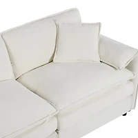 Streamdale Furniture Streamdale Oversized Cloud Sectional Sofa Sleeper w/ Ottomans & Pillows - Beige
