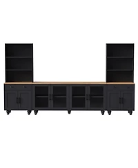 Streamdale Farmhouse Tv Stand with Gourd-Shaped Legs & Bookshelves, White