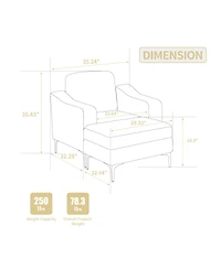 Streamdale Furniture Convertible Corduroy Sectional Sofa with Ottoman - Gray