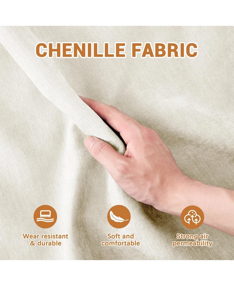 Streamdale Furniture Beige Chenille 3-Seater Sofa with Ottomans