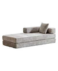 Streamdale Furniture Convertible Floor Sofa Bed with Pillow & Armrest - Light Grey